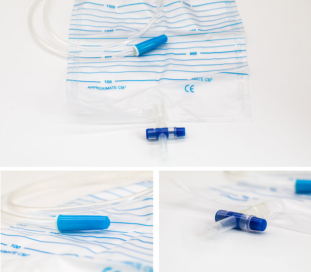 Disposable Adult T Cross Valve Urine Collection Bag