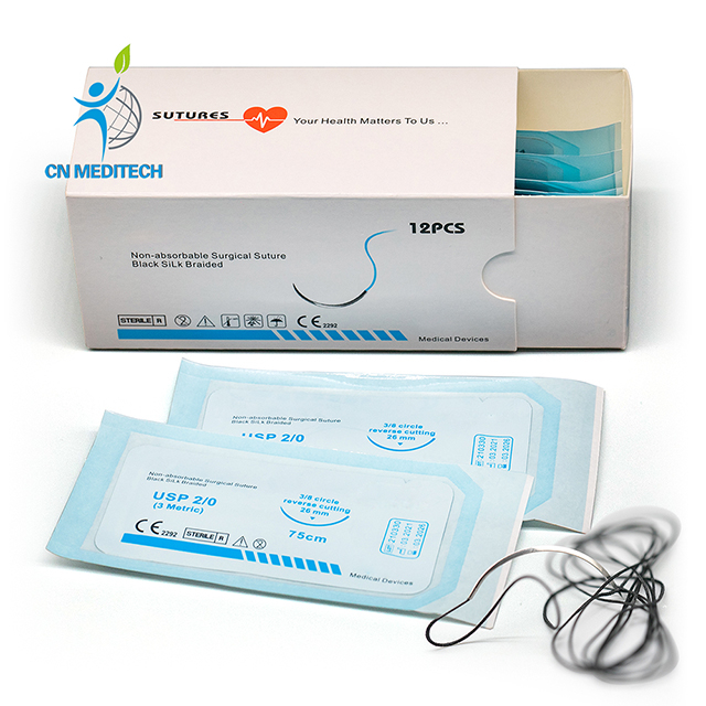Disposable Surgical Non-Absorbable Silk (Braided) Sutures with Needled
