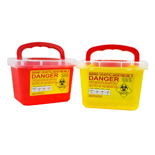 3L Hospital Plastic Safety Sharp Container with Portable Lid