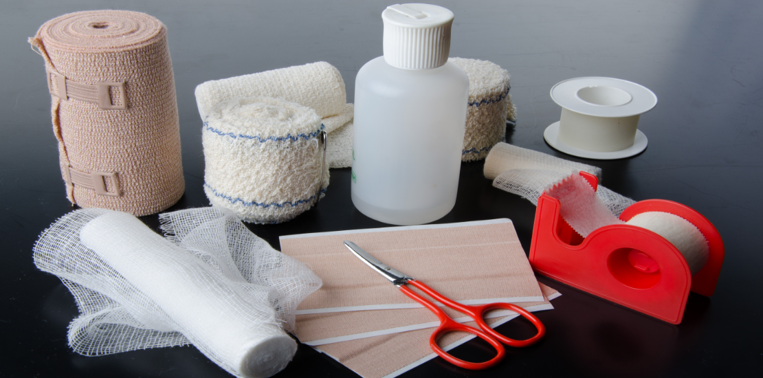 A collection of products for the care of wounds
