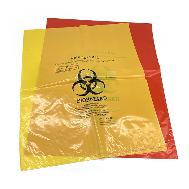 Autoclave Plastic Disposable Infectious Yellow Red Trash Bags Biohazard Autoclave Bag 